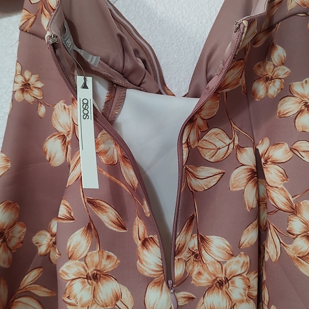 Asos Puff Sleeve Floral Dress Size 8 - Picture 3 of 5